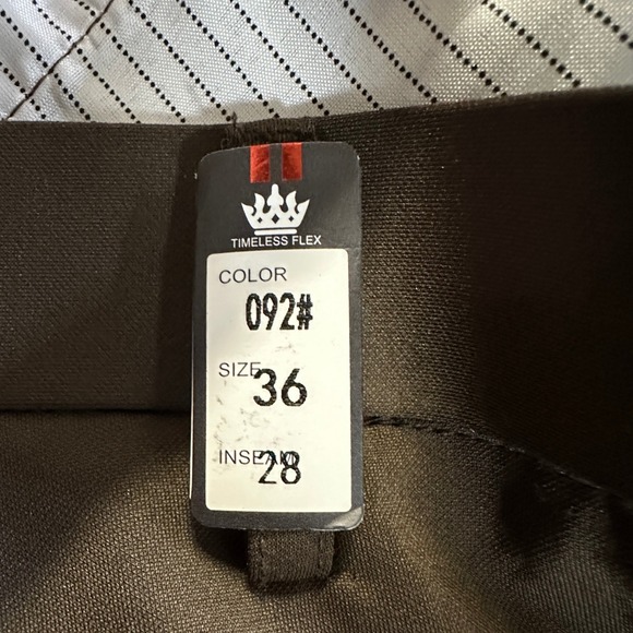 Timeless Flex Pants Dress Mens 36X28 Brown Flat Front Straight Leg Pocket NEW - Picture 4 of 8